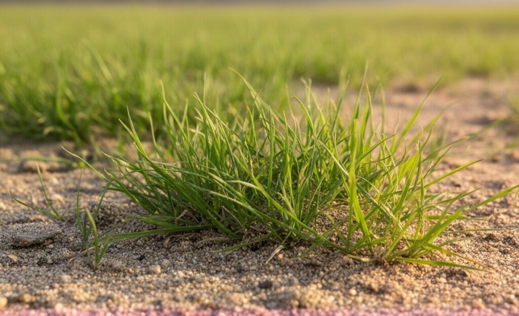 grass growning in sandy soil