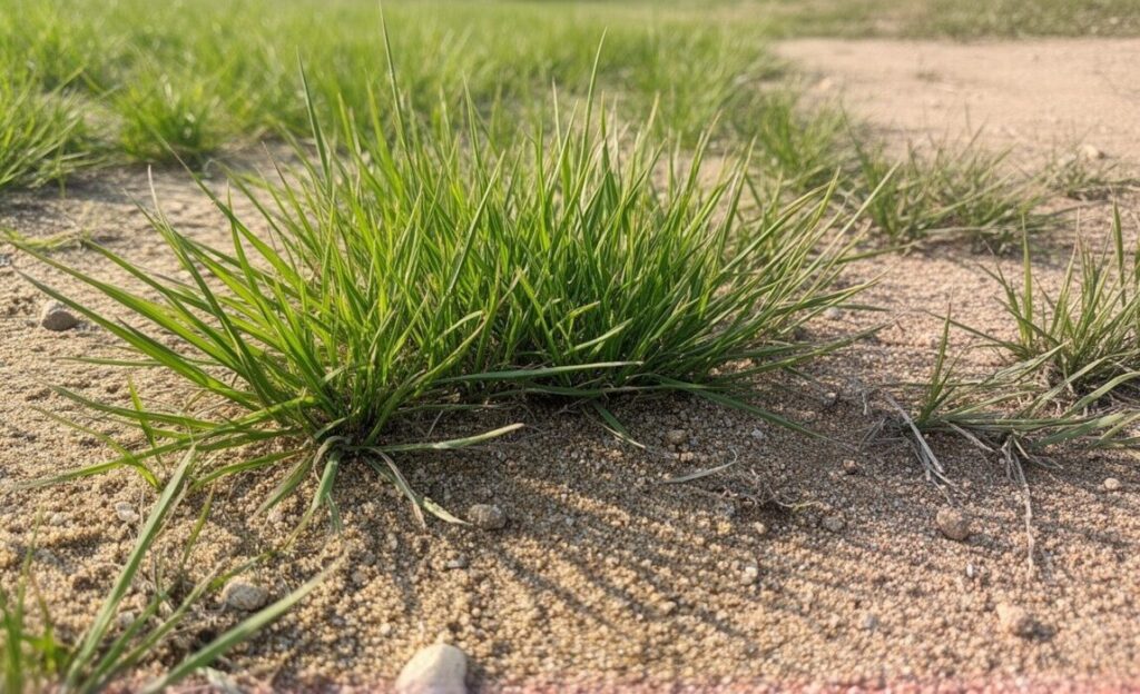 grass growning in sandy soil